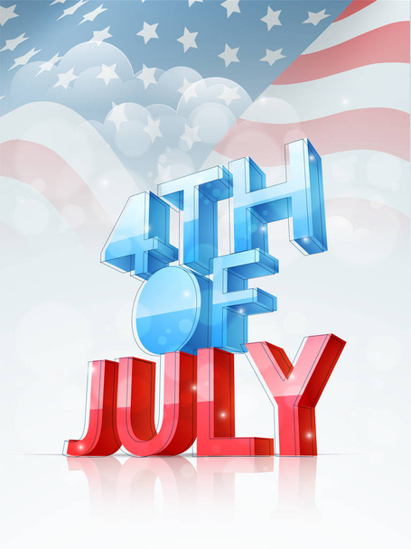 Template, Banner with 3D Text for 4th of July. - ベクター画像