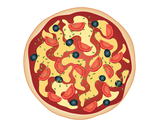 チーズとトマトのピザ - ベクター画像