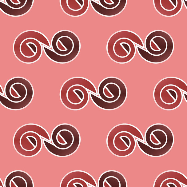 Απρόσκοπτη σπείρες μοτίβο καφέ παστέλ κόκκινο λευκό - Φωτογραφία, εικόνα
