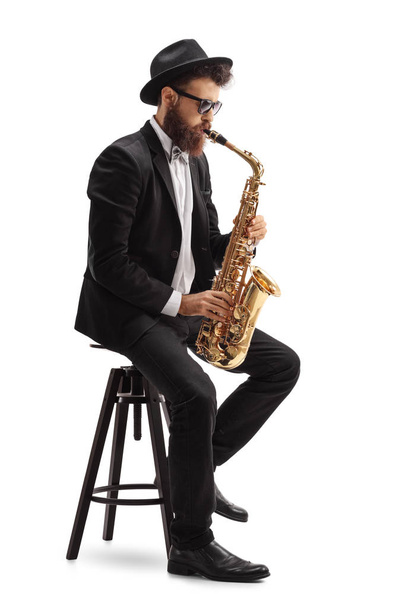 Jazz musician playing saxophone  - Zdjęcie, obraz