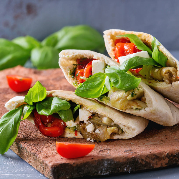 Pita bread sandwiches with vegetables - Photo, image