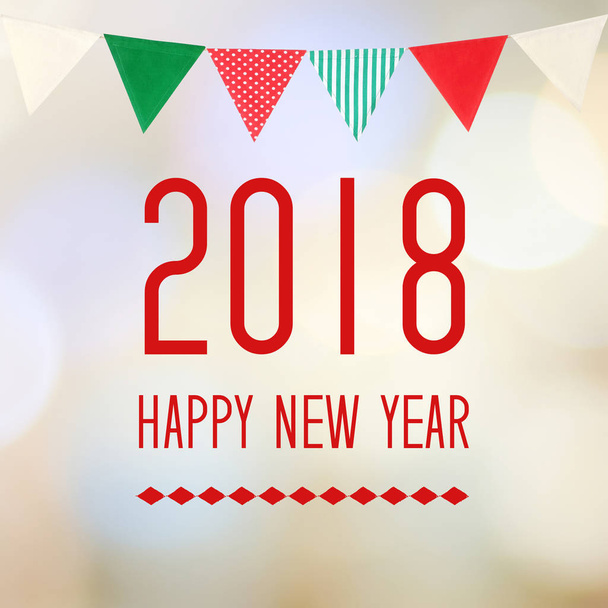 Bonne année 2018 sur le flou abstrait fête bokeh lumière et pain
 - Photo, image