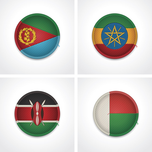 Banderas de países como insignias de tela
 - Vector, Imagen