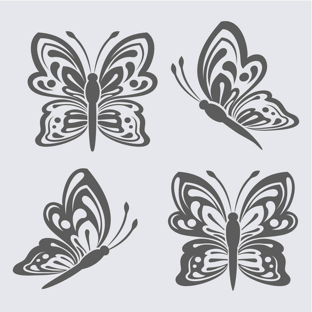 Black and white butterfly shapes vector template. - Vector, Image