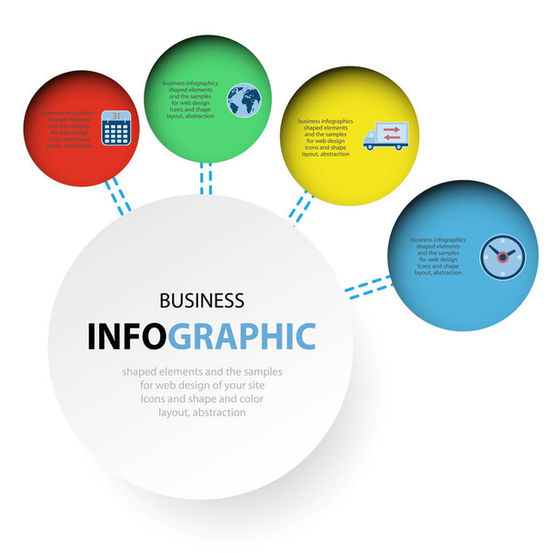 Abstracte cirkel Infographics webdesign pictogrammen voor layo marketing - Vector, afbeelding