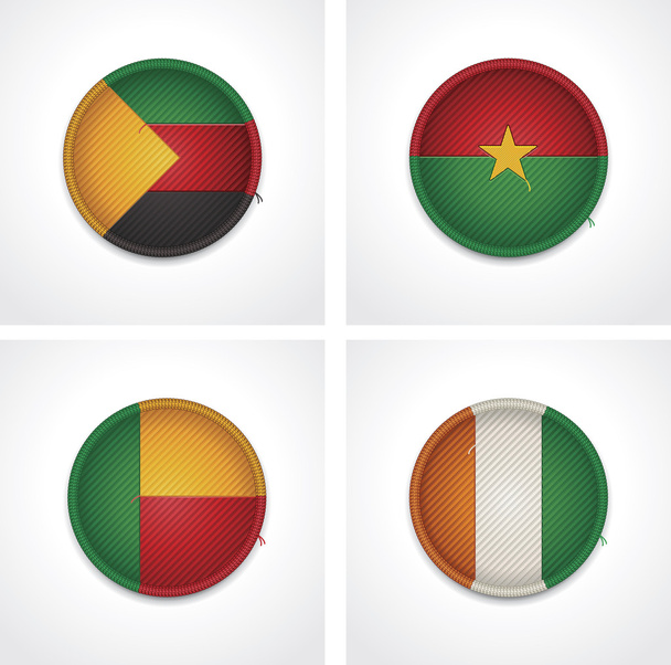 Flags of countries as fabric badges - Vector, Imagen