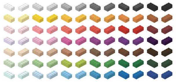 Juguete de ladrillo para niños ladrillos de espectro de color simple de 4x2 de altura, aislado sobre fondo blanco
 - Vector, Imagen