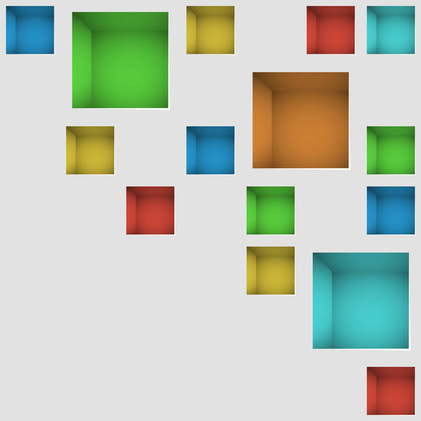 Fehér fal színes négyzet deepenings modern vektor háttér - Vektor, kép