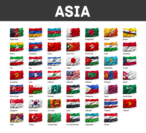 Reihe von asiatischen Flaggen - Foto, Bild