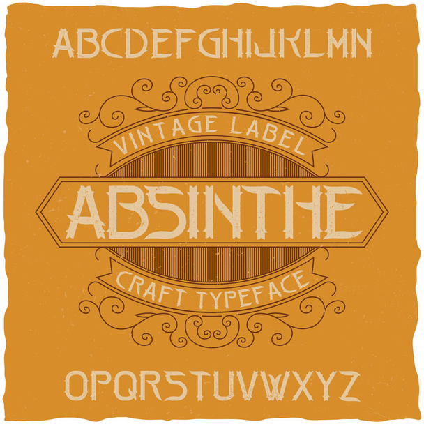 Absint label písmo a ukázka štítku design s dekorace. - Vektor, obrázek