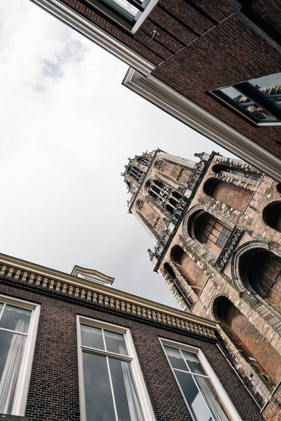 Low angle view of Dom Tower in historic centre of Utrecht - Fotografie, Obrázek