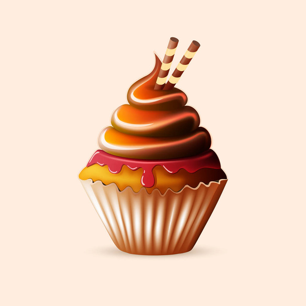 Birthday realistic cake - Vector, afbeelding