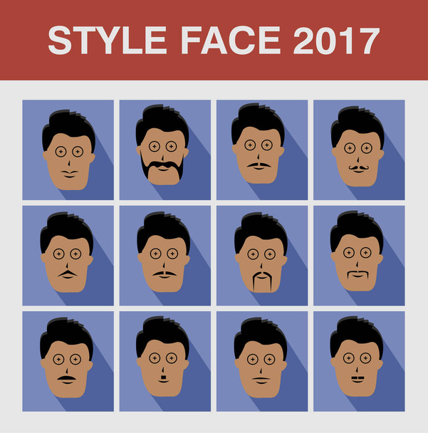スタイル顔と口ひげ - ベクター画像