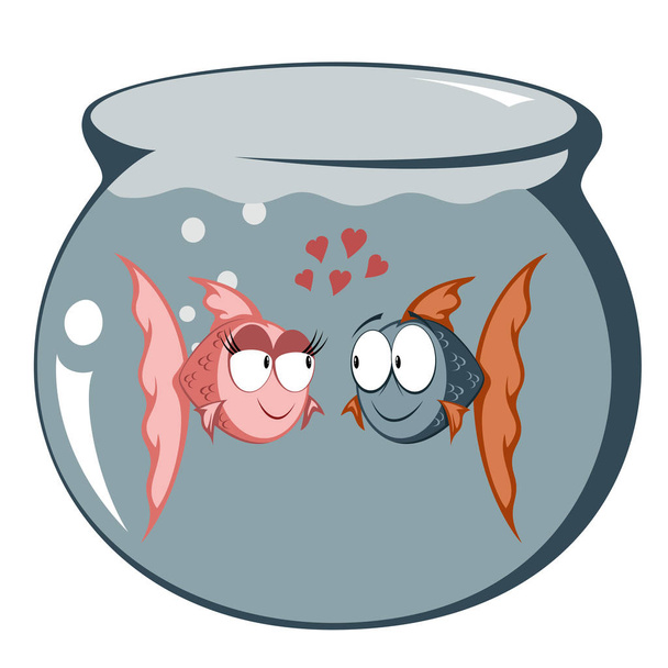 Pescado Divertido - pareja enamorada
 - Vector, Imagen