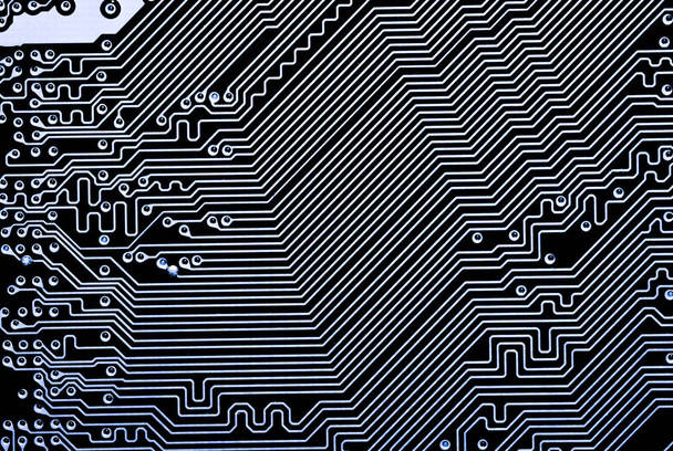 Abstrato close-up de Circuitos Eletrônicos em Tecnologia no fundo do computador Mainboard (placa lógica, placa-mãe cpu, placa principal, placa do sistema, mobo
) - Foto, Imagem