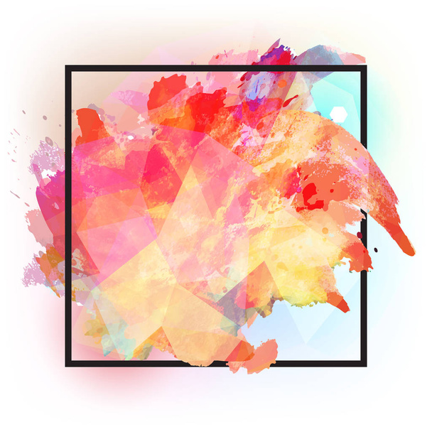 Abstract square frame with colourful splash. - Vektör, Görsel