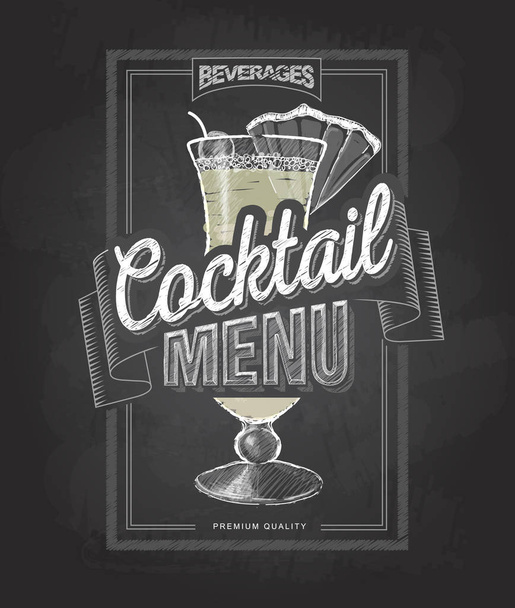 Chalk drawing typography cocktail menu design - ベクター画像