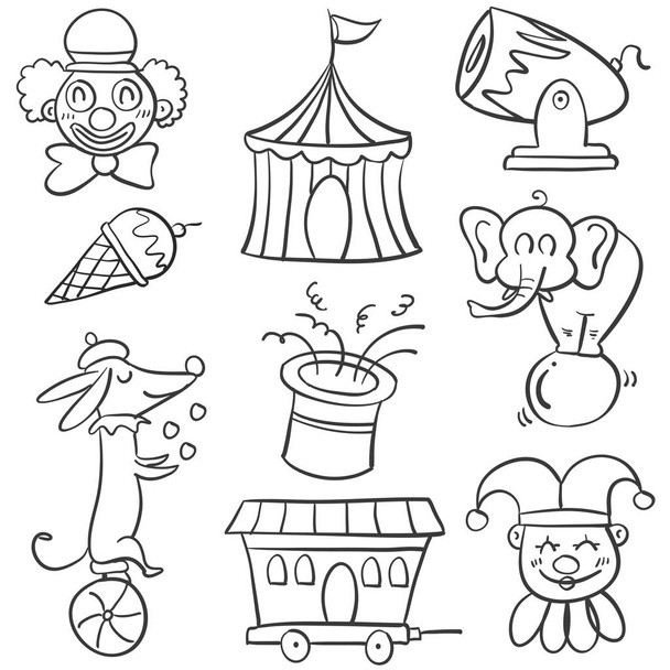 Doodle of circus with animal - Vektör, Görsel