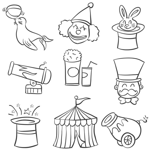 Hand draw element circus of doodles - Vector, Imagen