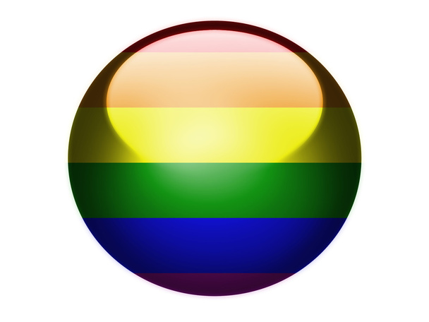 Gay pride flag painted on glossy round sphere or icon - Fotó, kép