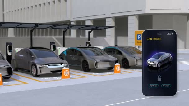 Carsharing-Türen per Smartphone-App entsperren - Filmmaterial, Video