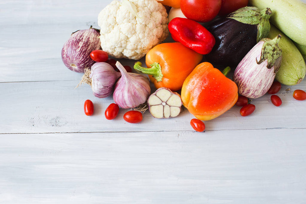 Vegetables on the table top view. - 写真・画像