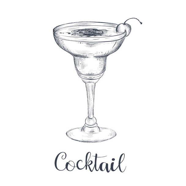 Cocktail sketch hand drawing. Vector illustration of cocktail - Vector, Image
