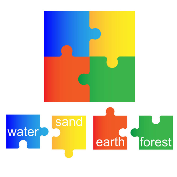 Kolorowe Puzzle składa się z czterech części - Wektor, obraz