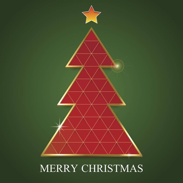 Feliz árbol de navidad triángulo plantilla de diseño de tarjetas. Vector illus
 - Vector, Imagen