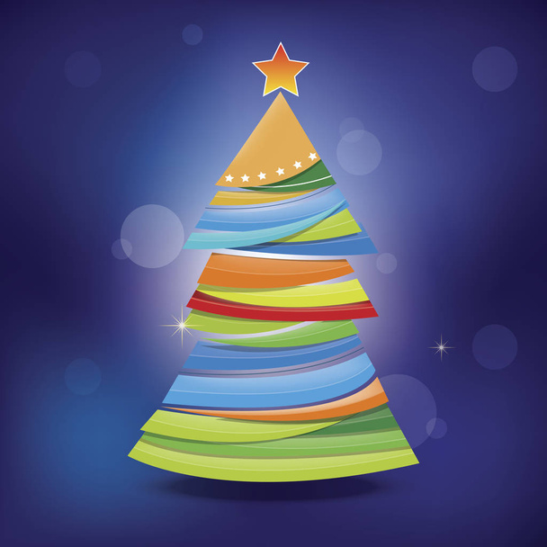 Árbol de Navidad y tarjeta estrella
 - Vector, Imagen