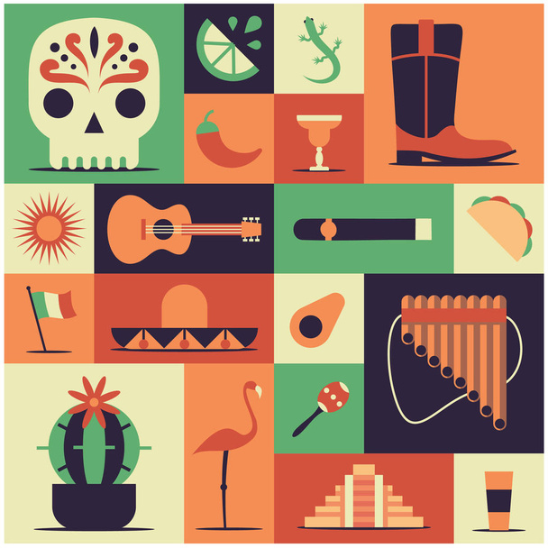 mexico icons set - Vector, Image