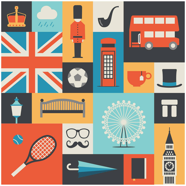 united kingdom travelling collage - Vector, Image