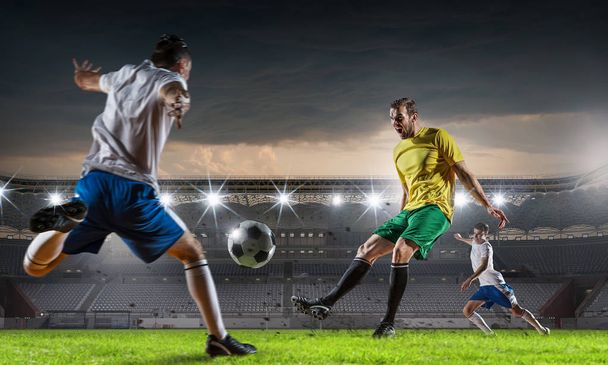 Hot moments of soccer match . Mixed media - Zdjęcie, obraz