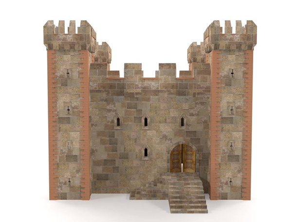 3d render stone brick stronghold isolated  - Photo, Image