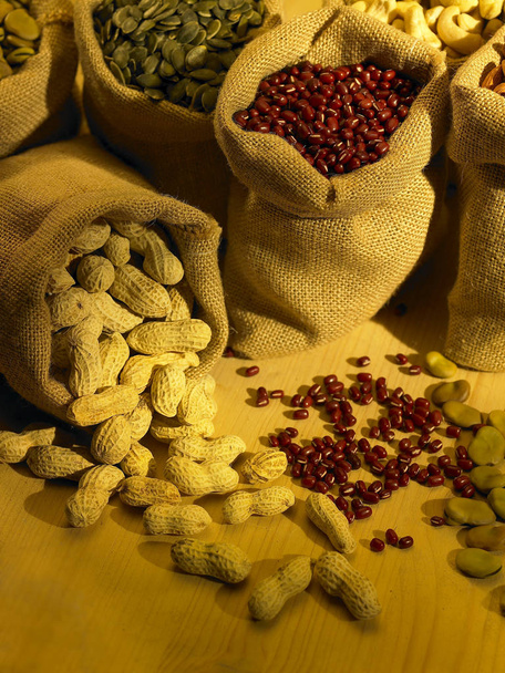 nuts and seeds in sacks - Photo, Image