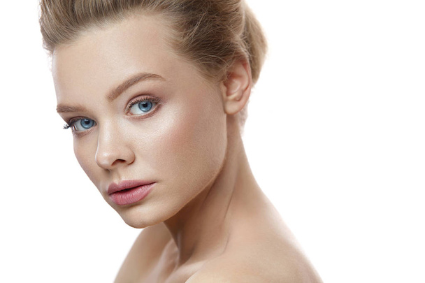 Beautiful Woman Face With Soft Skin And Professional Makeup - Fotó, kép