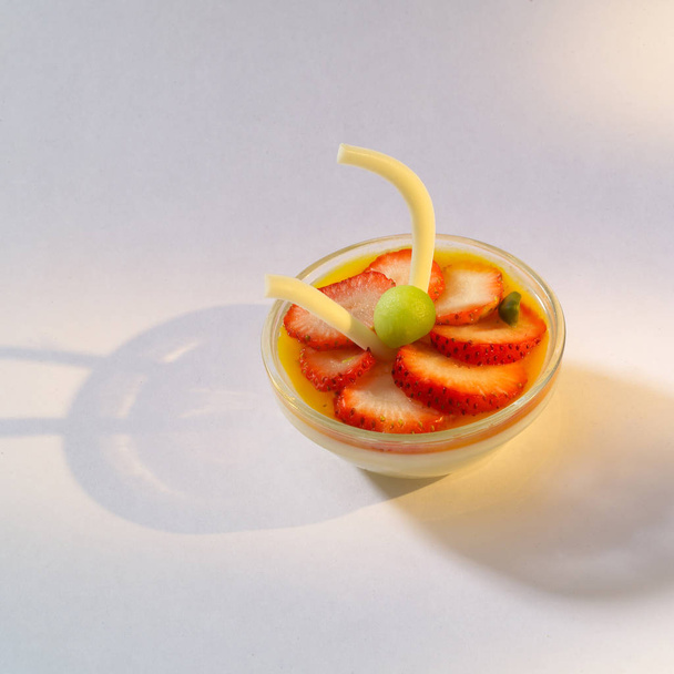 sweet pudding with strawberry   - Фото, изображение