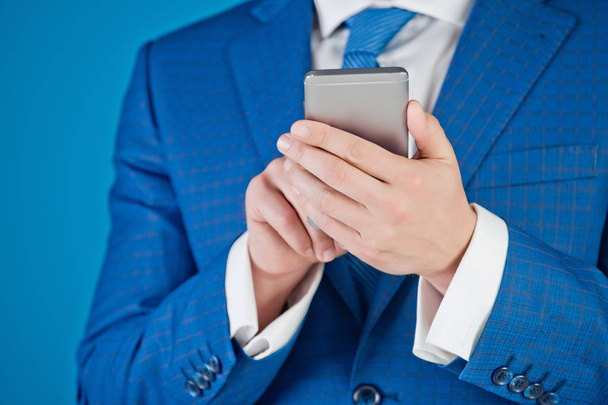 businessman or man with mobile or cell phone - Foto, Imagen