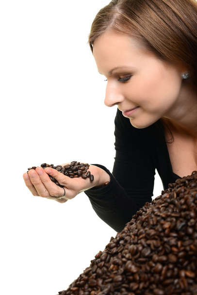 Coffee. Beautiful Girl in Coffee - Valokuva, kuva