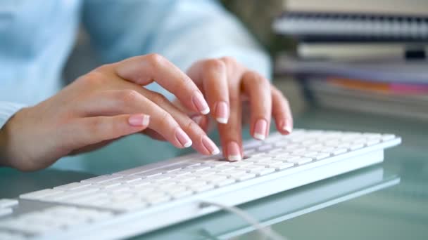 Trabajadora de oficina escribiendo en el teclado y trabaja con impuestos - cámara lenta
 - Imágenes, Vídeo