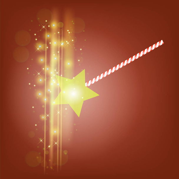 Realistic Magic Wand with Starry Lights - Vector, Image