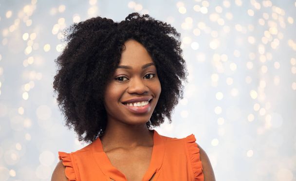 happy african american young woman over white - Φωτογραφία, εικόνα