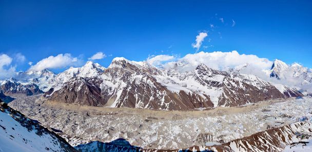 Panoramic view of the Himalayan range and glacier from top of Mt - Photo, Image