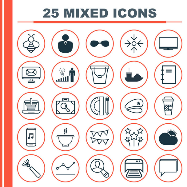 Sor 25 univerzális szerkeszthető ikonok. Lehet használni a Web, mobil és App Design. Magában foglalja a elemeket, mint a döntéshozatali, fiók, tartály, és több. - Vektor, kép
