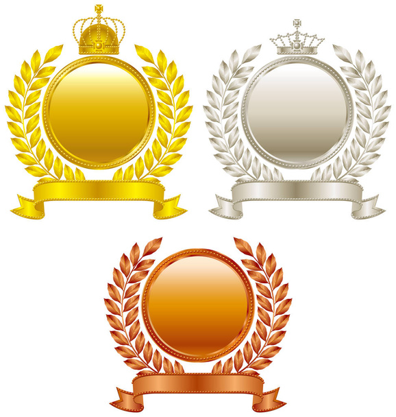 emblema de la corona de cobre plata de oro
 - Vector, imagen