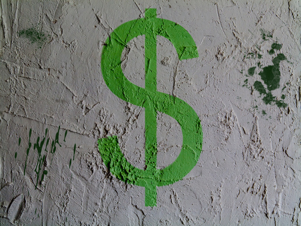Знак долара, намальований на стіні
 - Фото, зображення