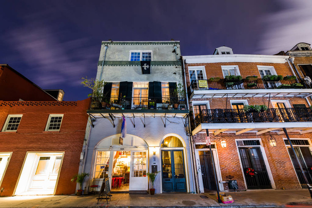 Geceleri New Orleans, Louisiana şehir Fransız çeyrek - Fotoğraf, Görsel