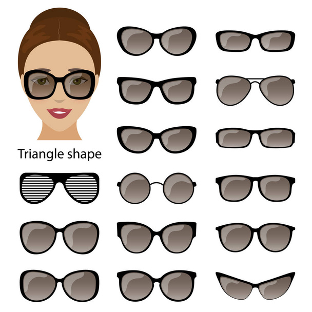 Spectacle frames and triangular face - Vector, Image