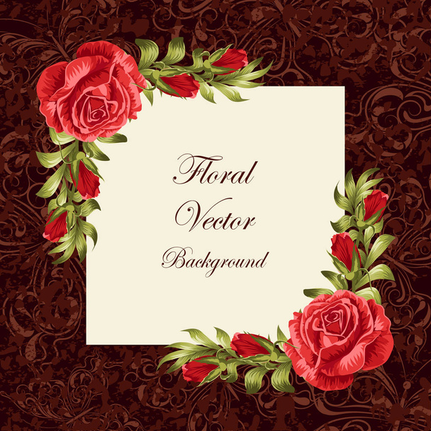 Vintage card with flowers - Vector, Image