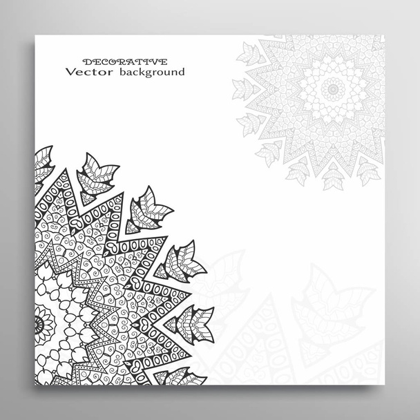 Invitation or Card template with mandala border element. - Vetor, Imagem